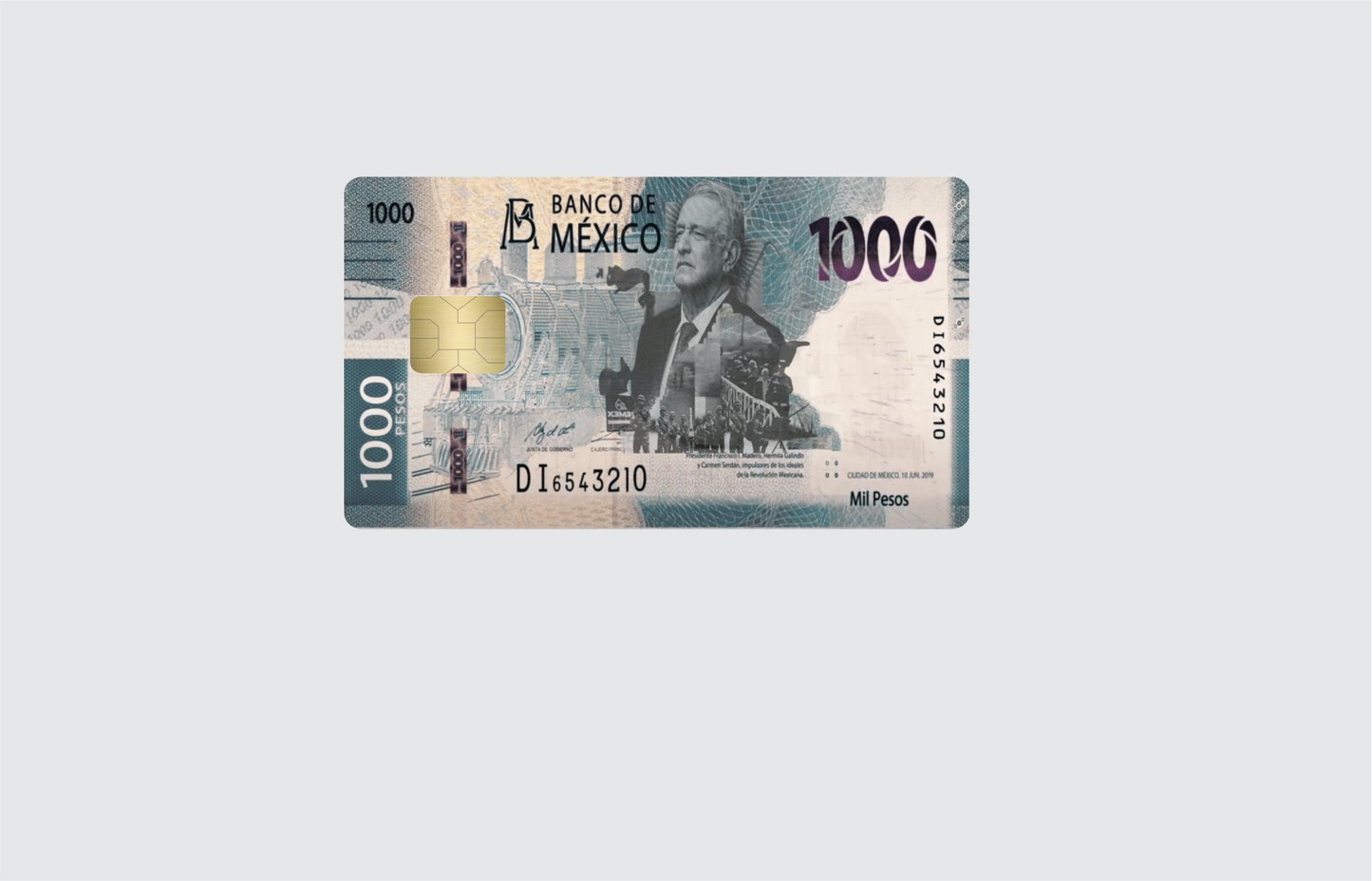 BILLETES MEXICANOS 2 PC credit card skin & DEBIT CARD