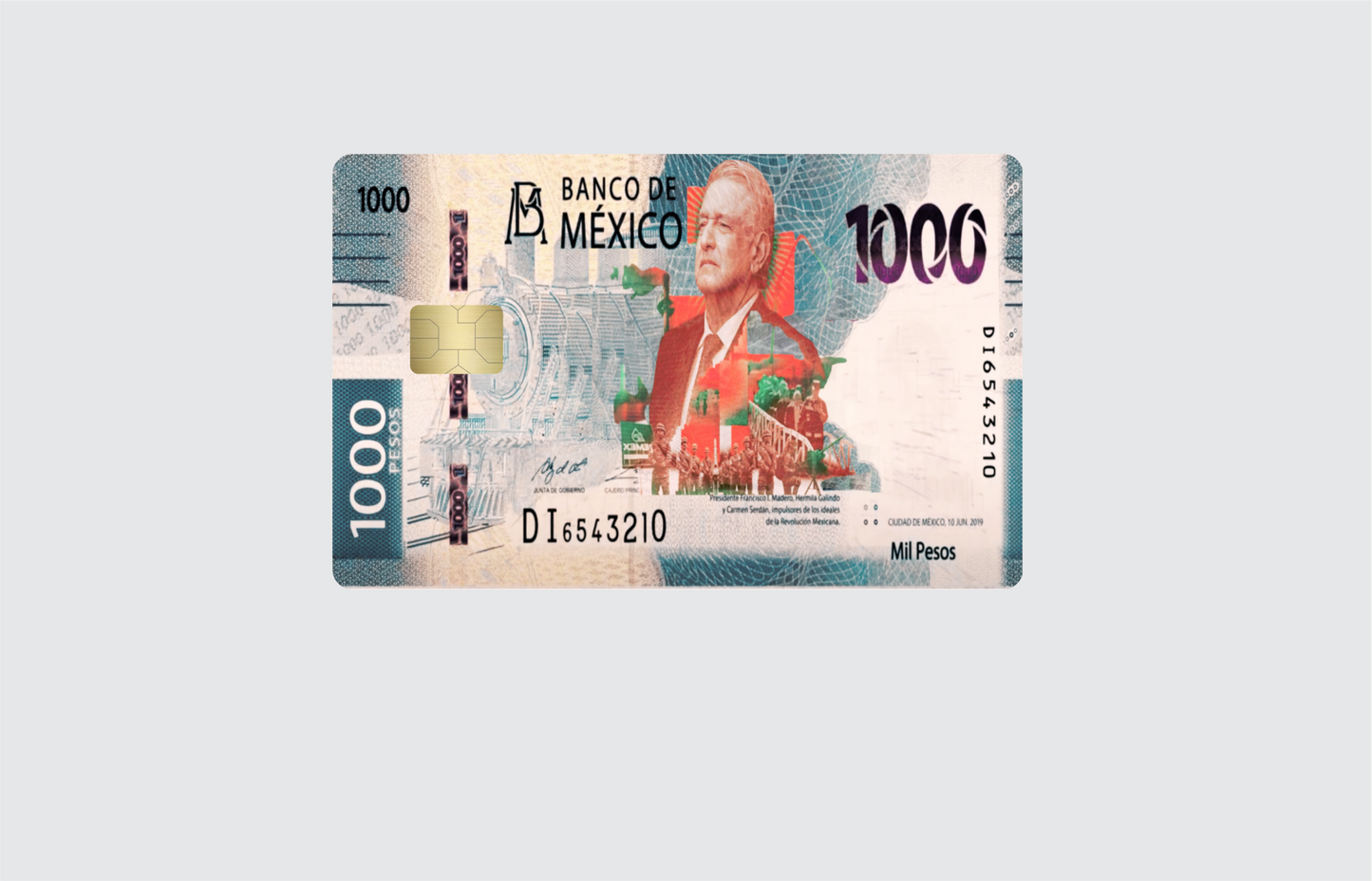 BILLETES MEXICANOS 2 PC credit card skin & DEBIT CARD