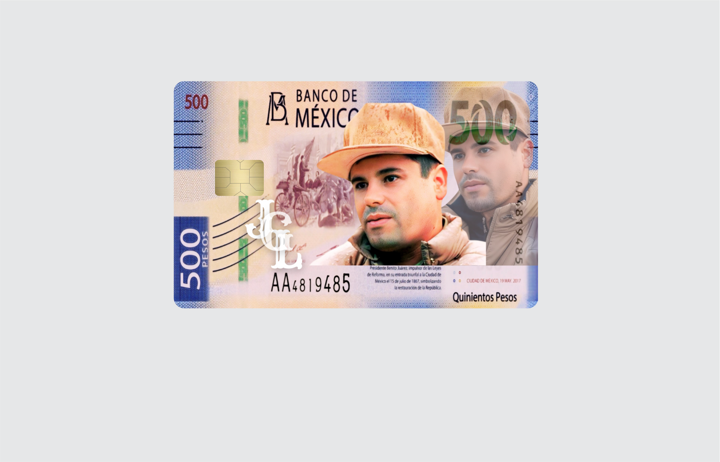 BILLETES MEXICANOS 2 PC credit card skin & DEBIT CARD